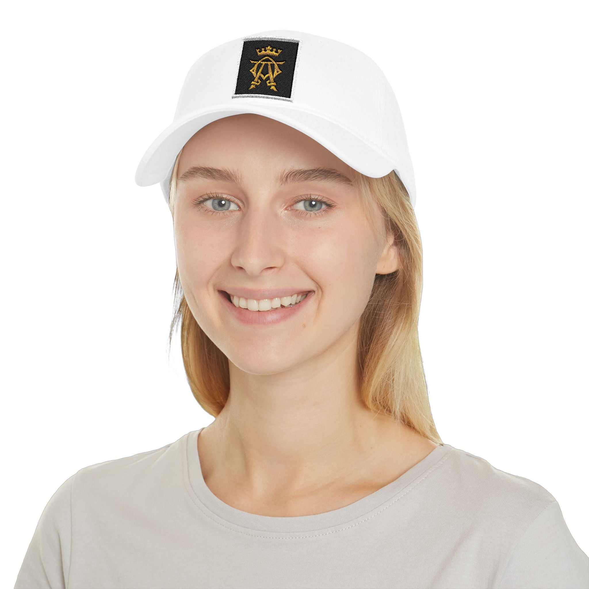 Gold Crown Monogram Patch Cap | Embroidered Logo Baseball Cap