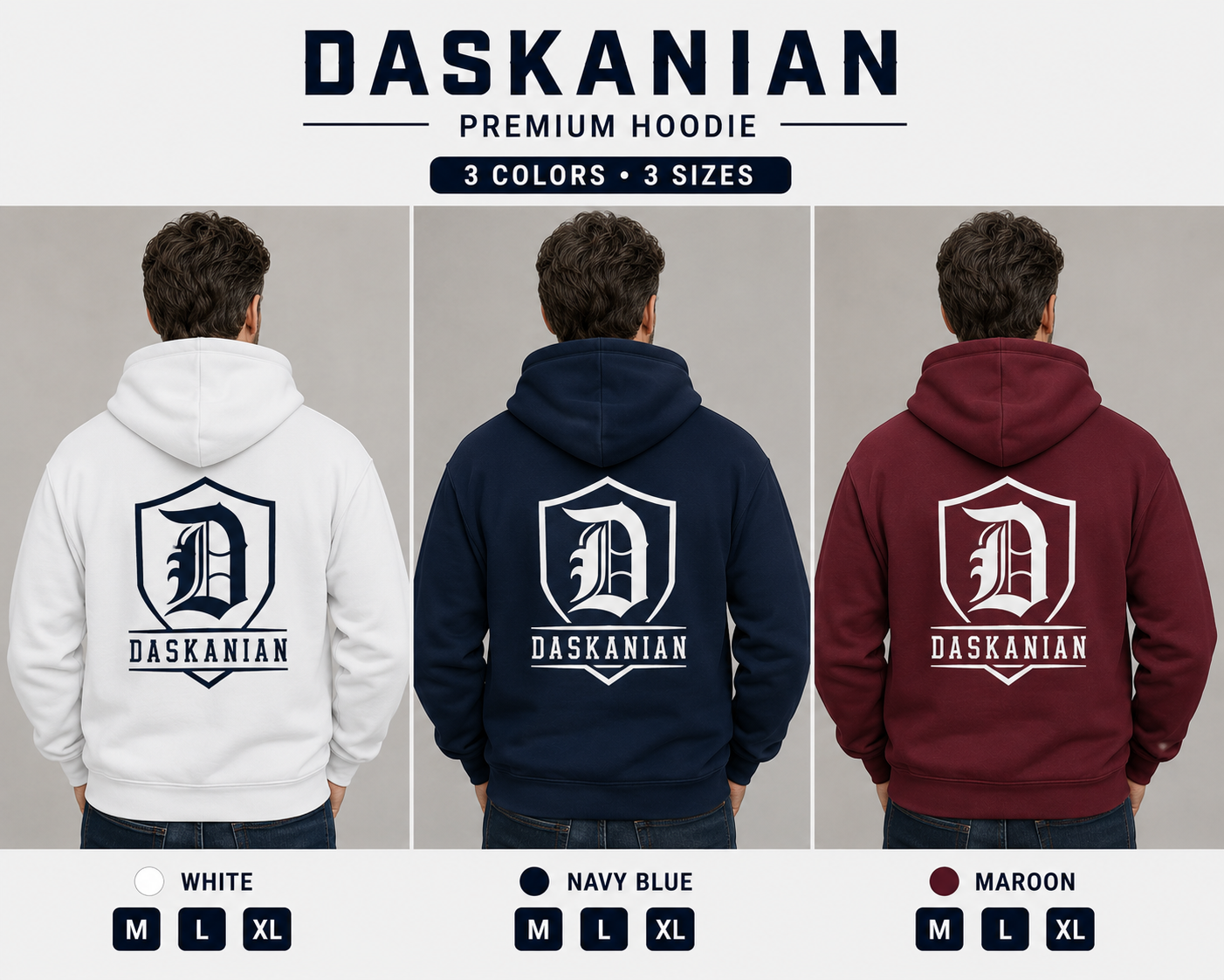 Daskanian Shield Logo Hoodie — Vintage Gothic Men's Sweatshirt