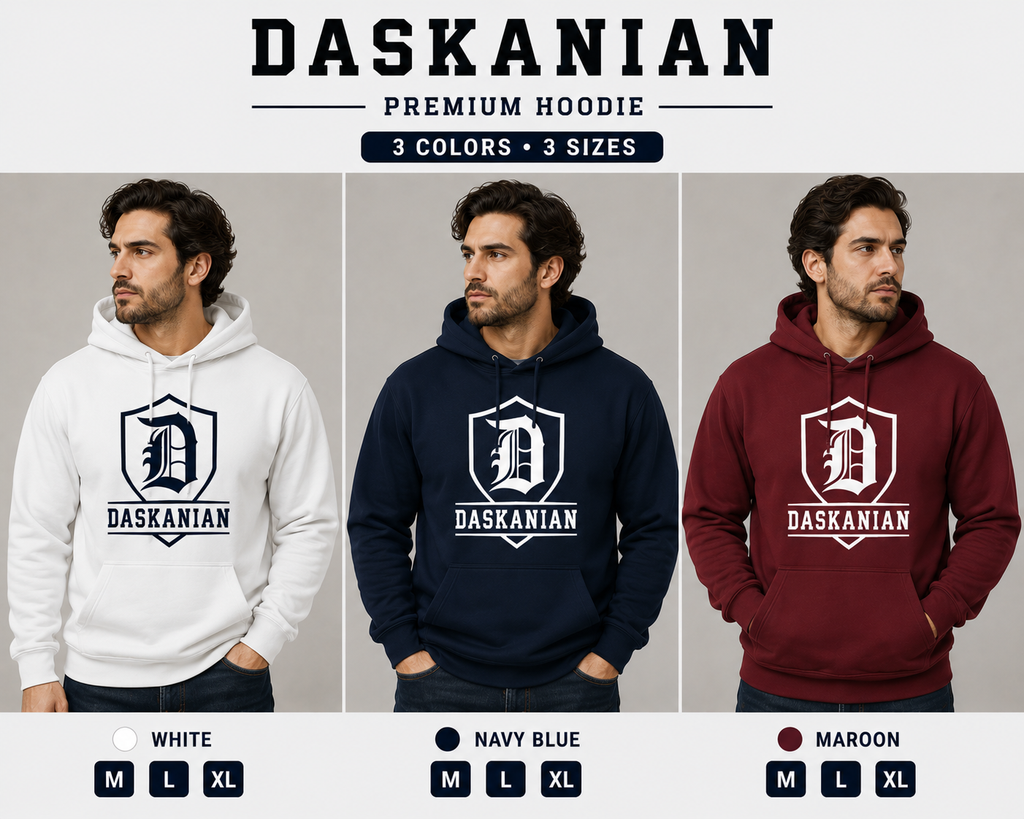 Daskanian Shield Logo Hoodie — Vintage Gothic Men's Sweatshirt